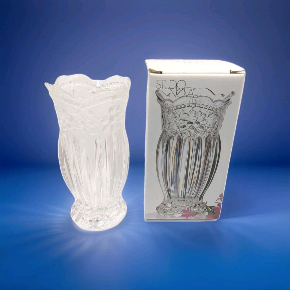 Studio Nova Crystal Bud Vase‎ Floral Lace 5" High New In Box